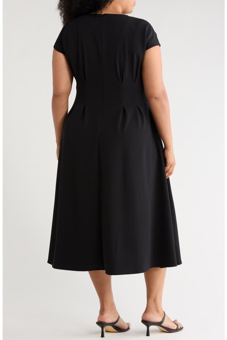 Pleated Waist A-Line Dress, Alternate, color, BLACK