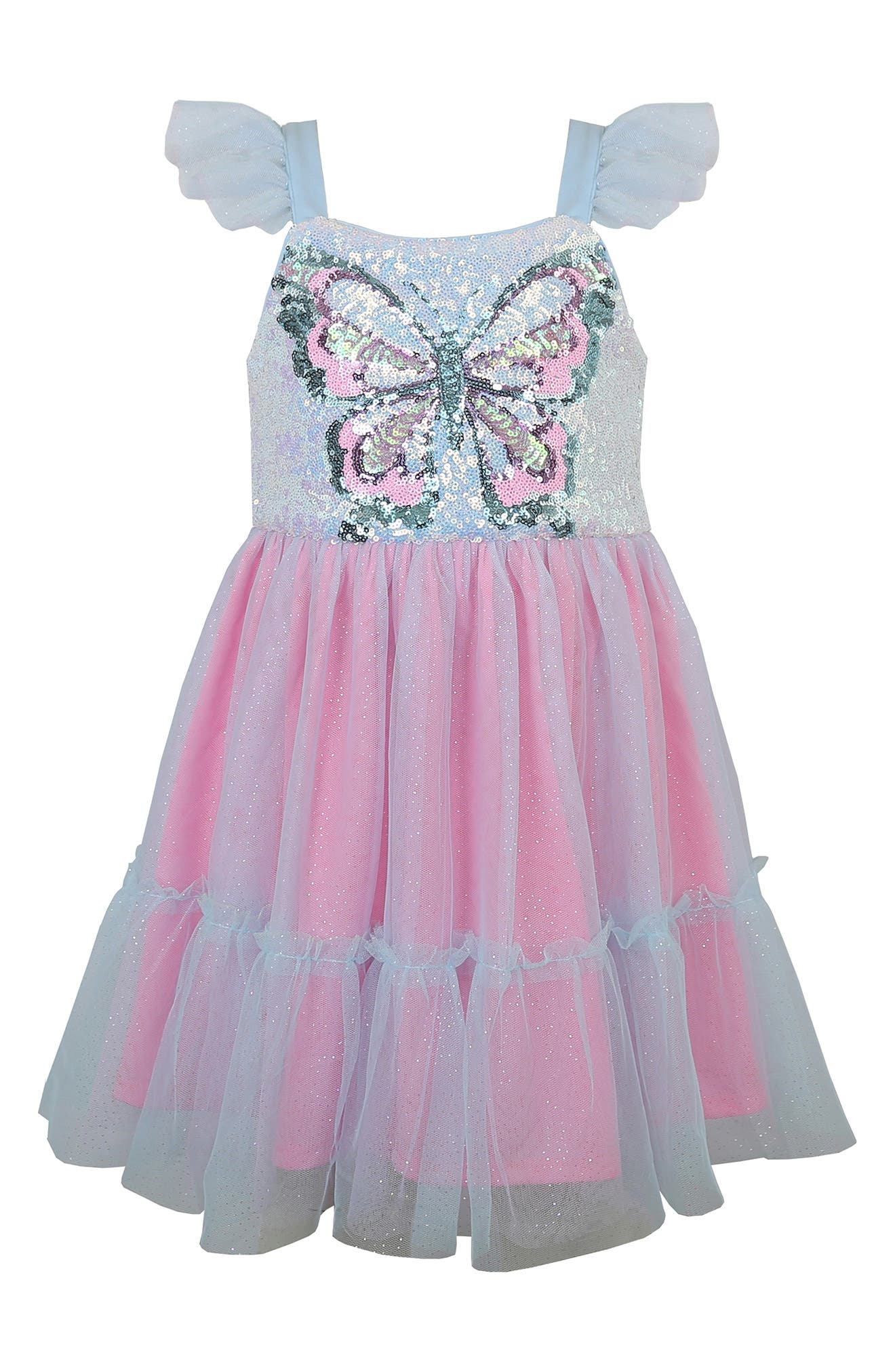 Zunie Kids' Ruffle Sequin Butterfly Party Dress