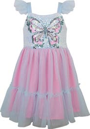 Zunie Kids' Ruffle Sequin Butterfly Party Dress