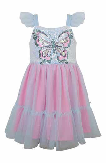 Zunie Kids' Ruffle Sequin Butterfly Party Dress