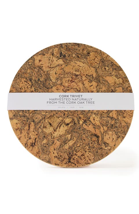 Natural Cork Round Trivets - Large Set of 2