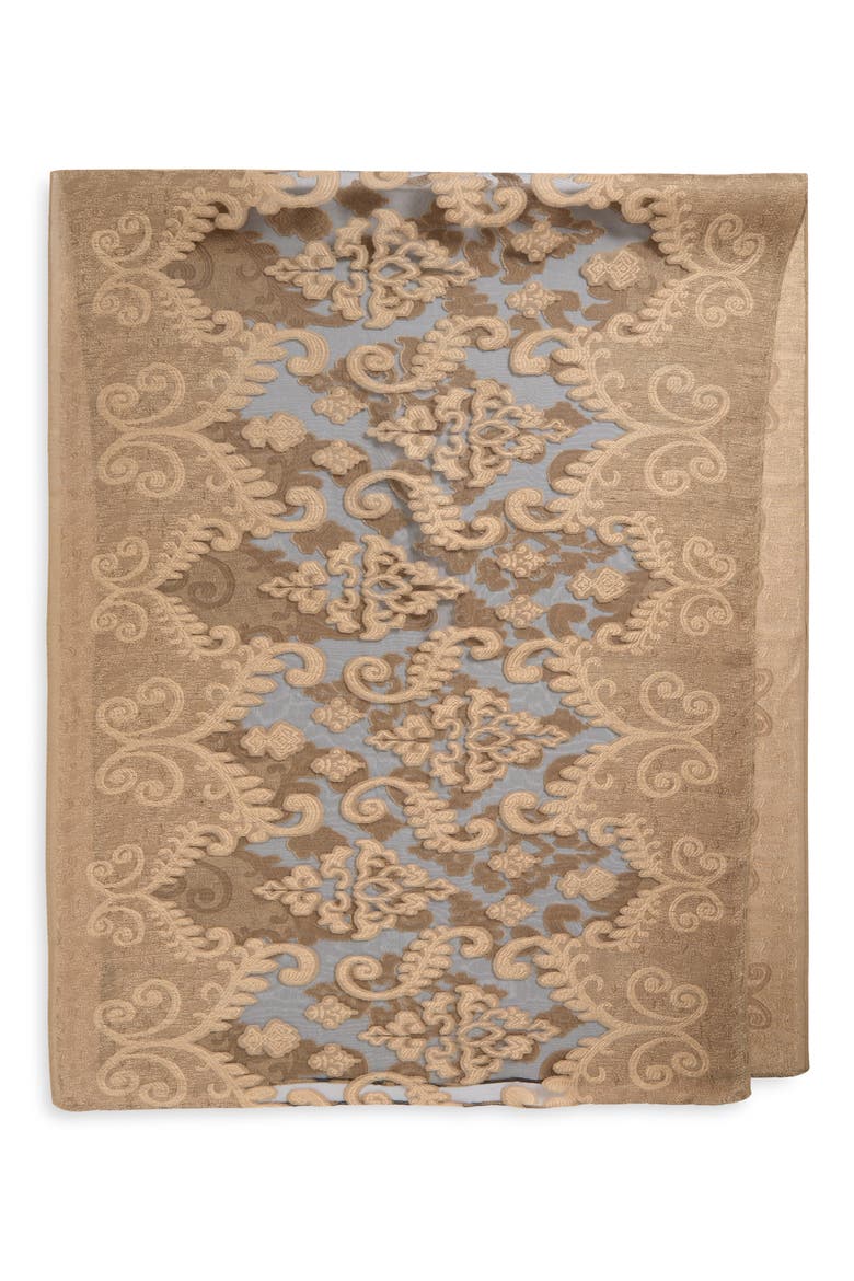 Floral Print Scarf, Alternate, color, BLACK-GOLD