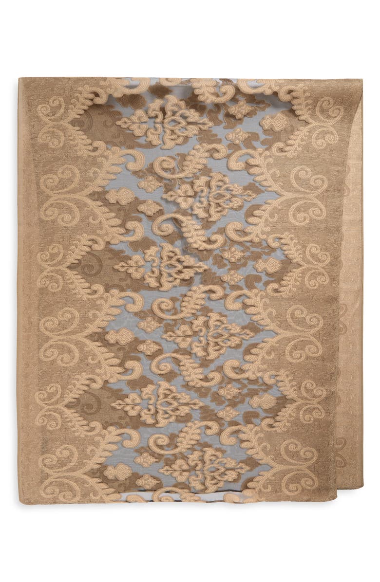 Tasha Floral Print Scarf, Alternate, color, Black-Gold