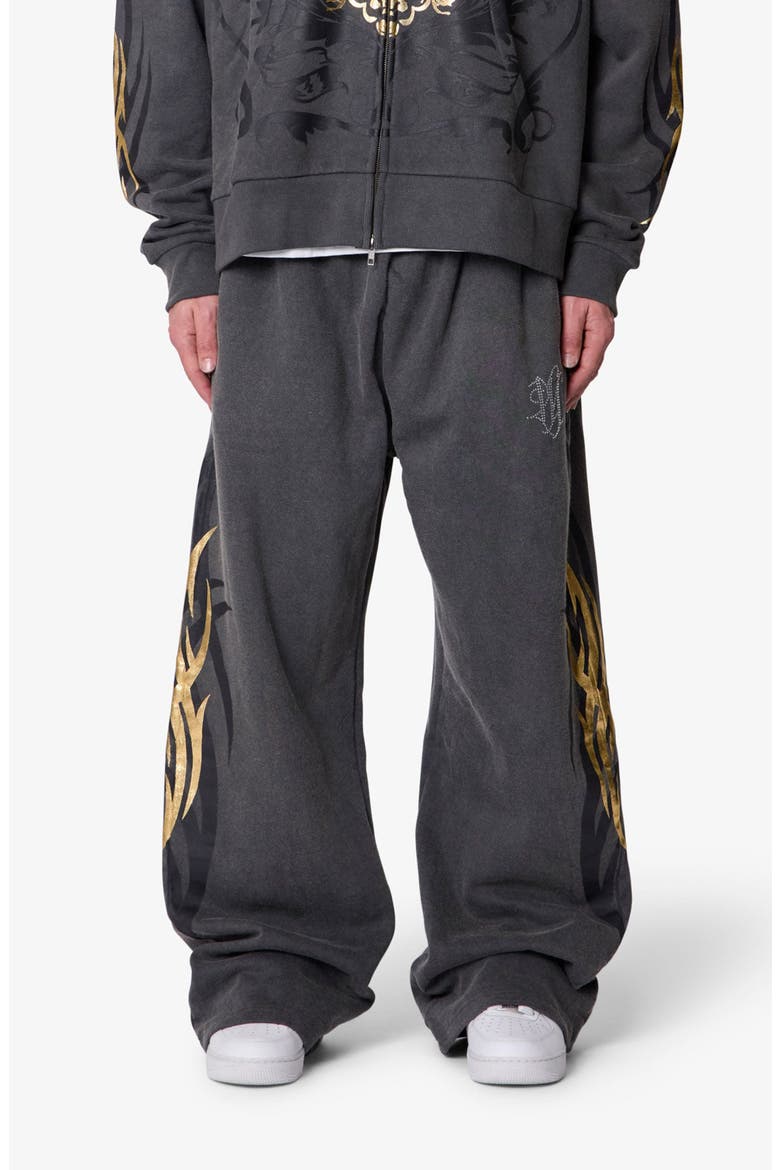Oversize Gold Foil Sweatpants, Main, color, WASHED BLACK
