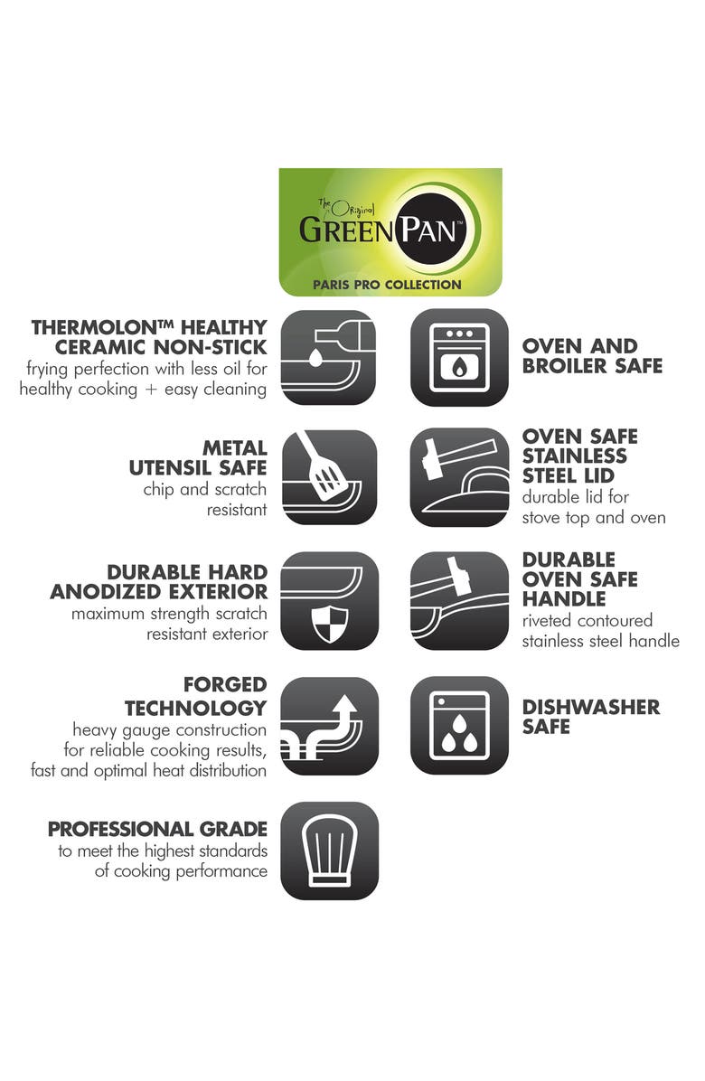 GreenPan Paris 10-Inch Anodized Aluminum Ceramic Nonstick Frying Pan, Alternate, color, Grey