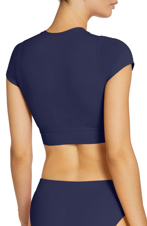 Robin Piccone Ava Knot Front Tee Bikini Top In Navy