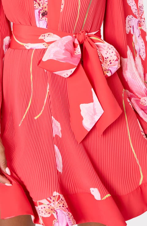 Liv Floral Long Sleeve Pleated Minidress