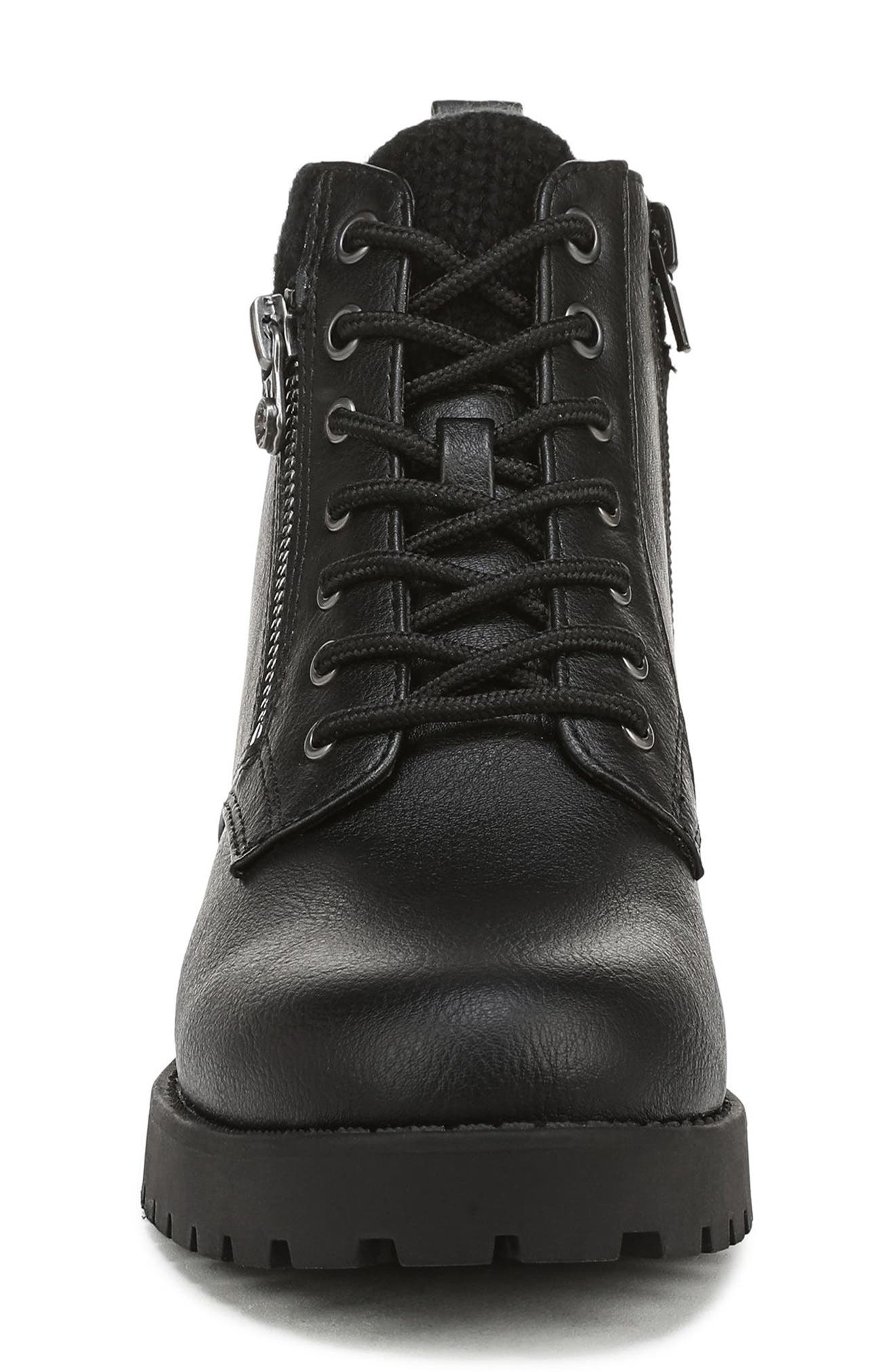 Blowfish Malibu Deva Lace Up Boot, Alternate, color, Black Faux Leather