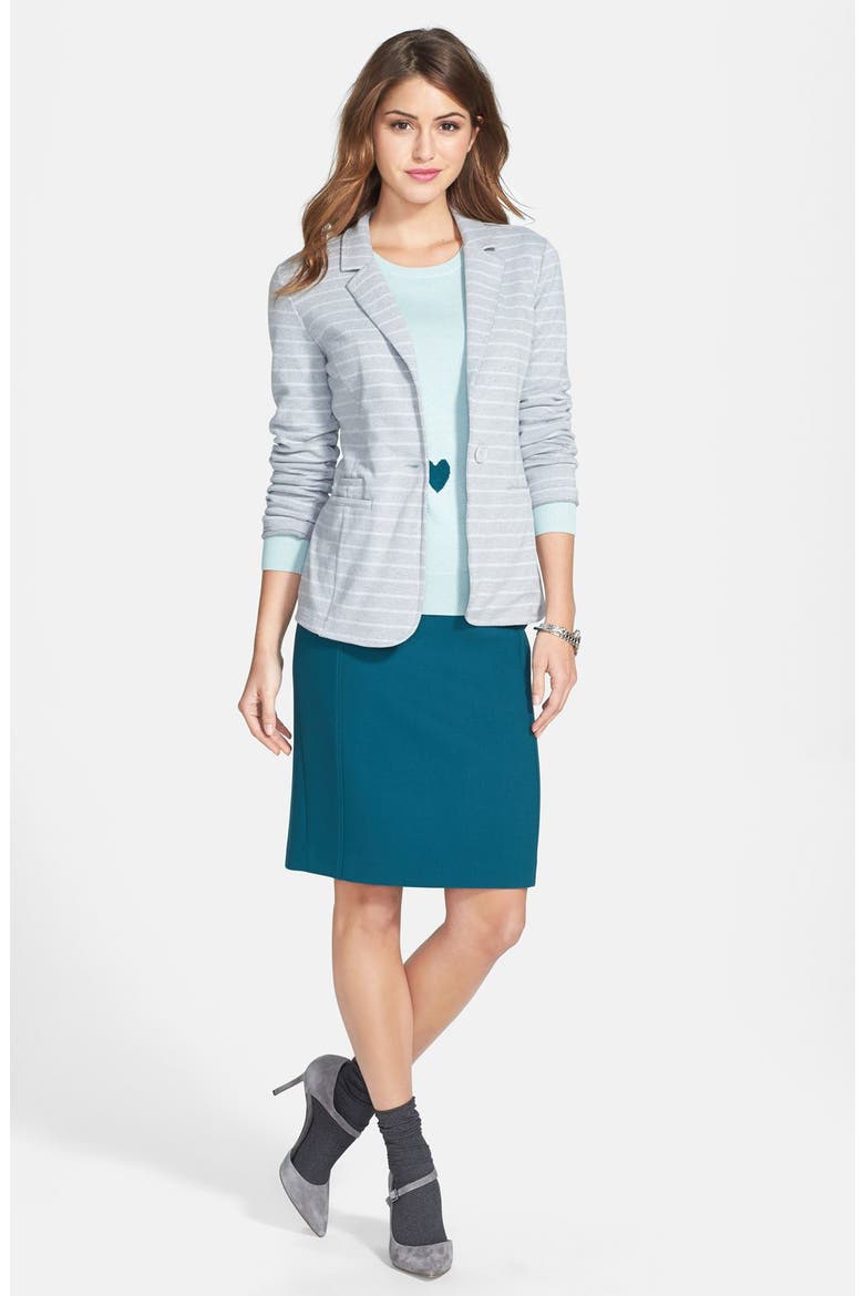 Roll Sleeve Knit Blazer, Alternate, color, GREY/ GREY STRIPE