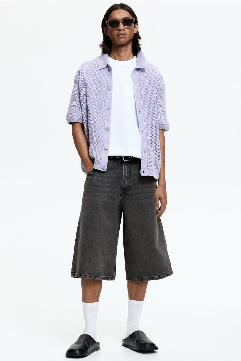 Relaxed Fit  Hole-knit Shirt, Alternate, color, Lilac