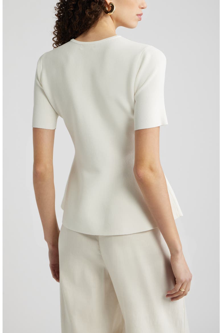 Short Sleeve Peplum Sweater, Alternate, color, IVORY TOFU
