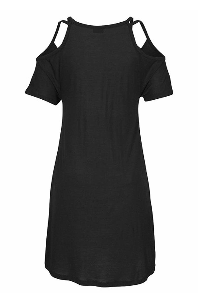 LASCANA Women's Cold Shoulder Dress, Alternate, color, Black