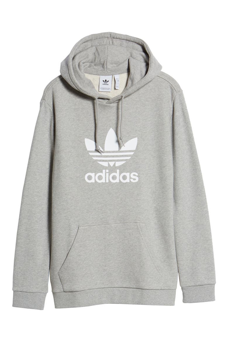 Trefoil Hoodie, Alternate, color, MEDIUM GREY HEATHER