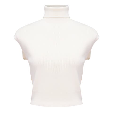 Turtleneck Ribbed Knit Sleeveless Vest
