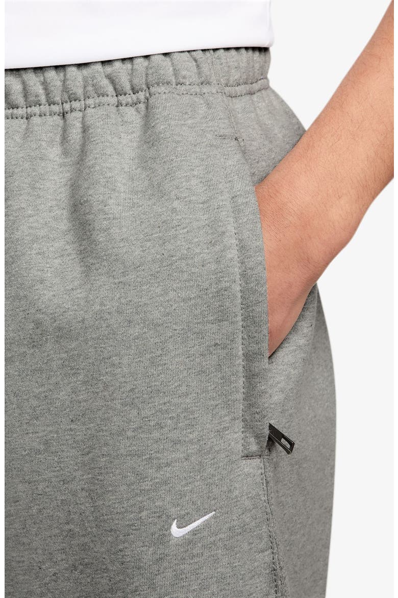 Solo Swoosh Open Hem Fleece Sweatpants, Alternate, color, DARK GREY HEATHER/LIGHT SMOKE