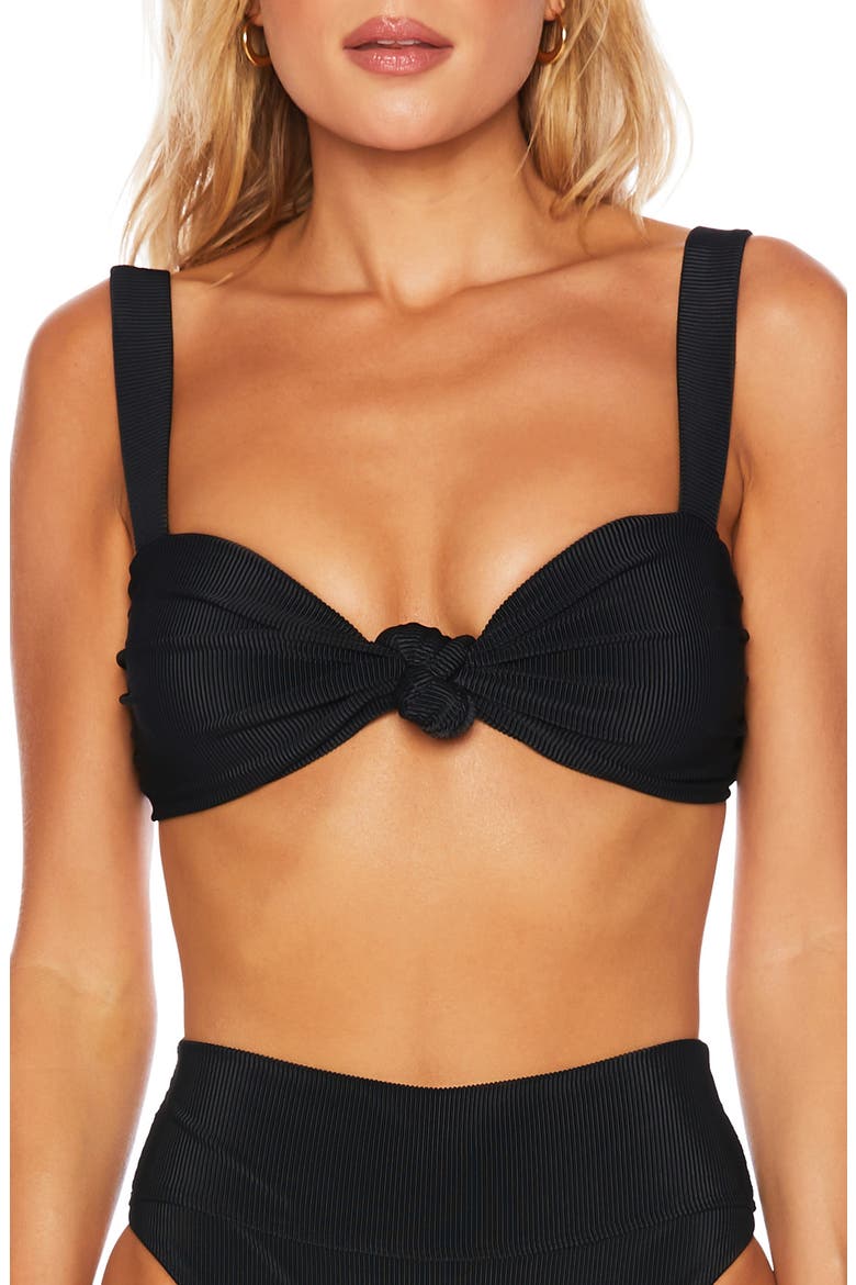 Sophia Knot Front Bikini Top, Main, color, BLACK