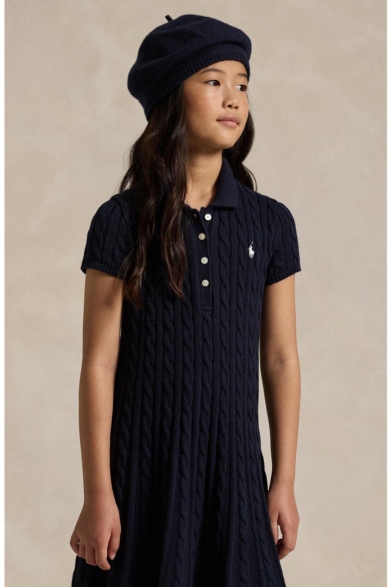 Cotton Cable Knit Sweater Dress, Alternate, color, NAVY