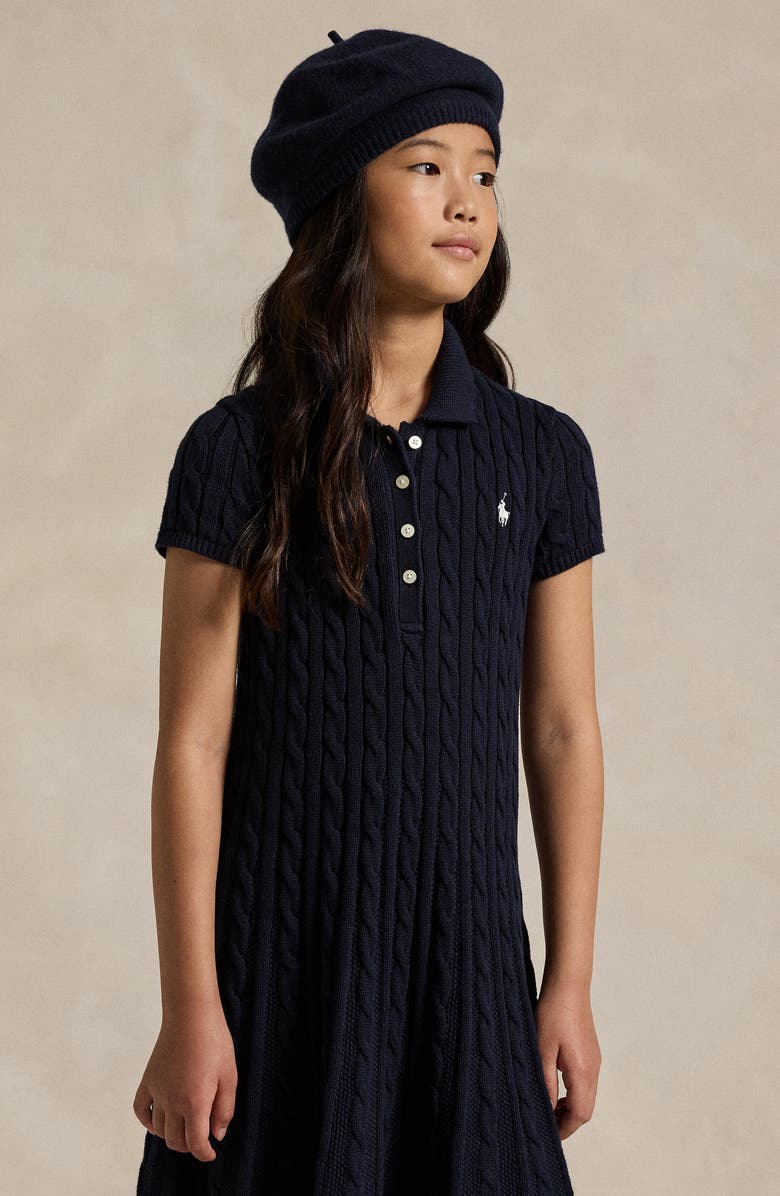 Polo Ralph Lauren Cotton Cable Knit Sweater Dress, Alternate, color, Navy
