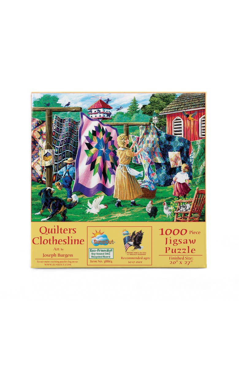 Sunsout Quilter's Clothesline 1000 piece Jigsaw Puzzle for Adults, Alternate, color, Multicolor