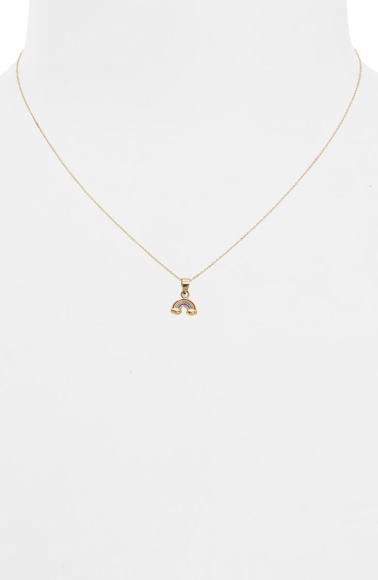 Bony Levy Kids' 14K Gold Rainbow Pendant Necklace, Alternate, color,