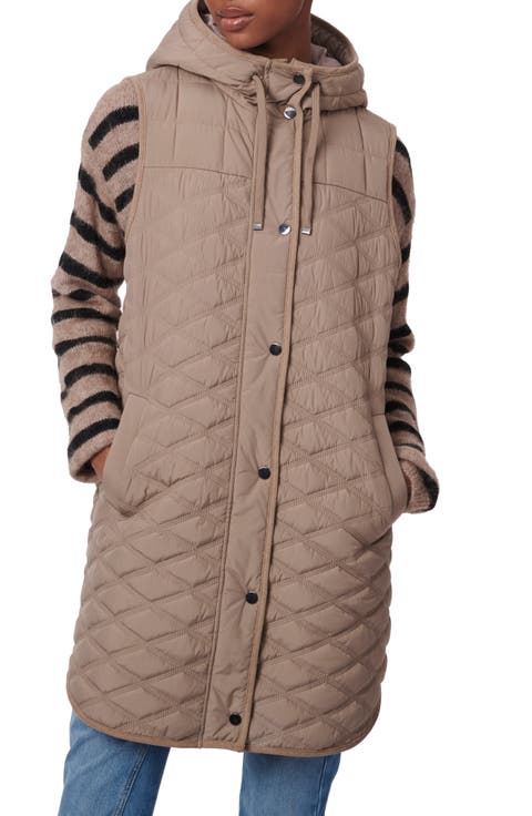 Diamond Quilted Hooded Longline Vest