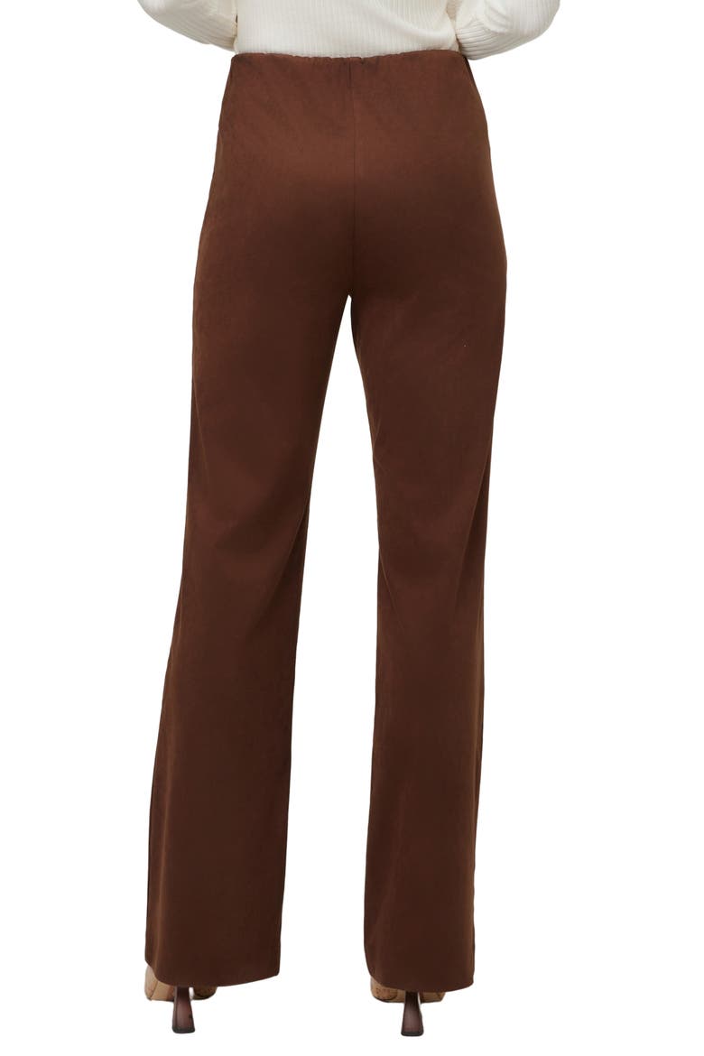 Ellie Faux Suede Bootcut Pants, Alternate, color, WOOD