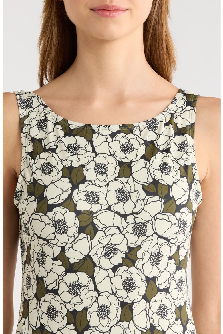 Buckle Back One-Piece Swimsuit, Alternate, color, BLCK OLIVE FLT OUTLINE POPPIES