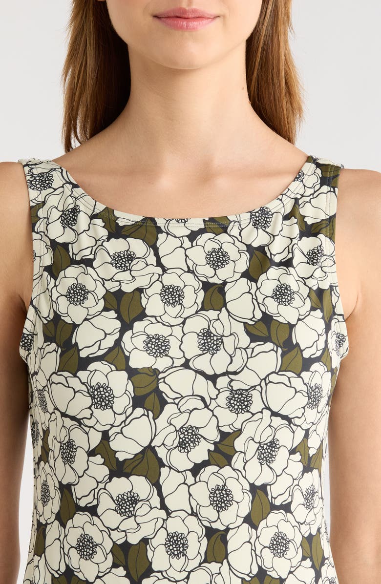 Hutch Buckle Back One-Piece Swimsuit, Alternate, color, Blck Olive Flt Outline Poppies