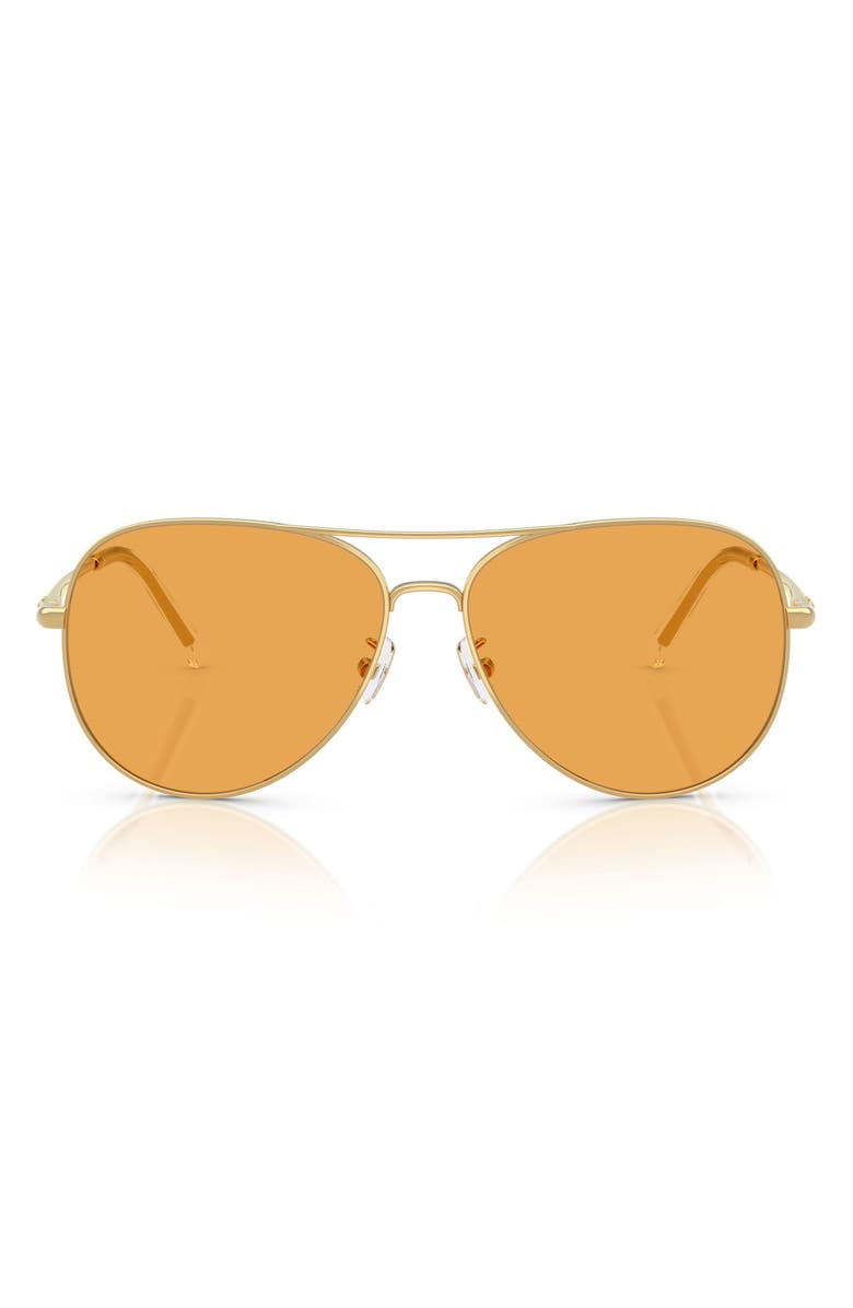 Tory Burch 60mm Pilot Sunglasses, Main, color, Yellow Gold / Orange