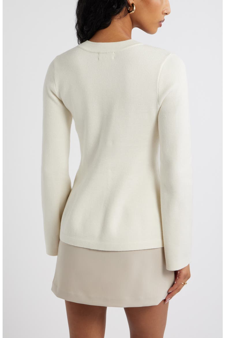 Button Front Peplum Cardigan, Alternate, color, IVORY EGRET