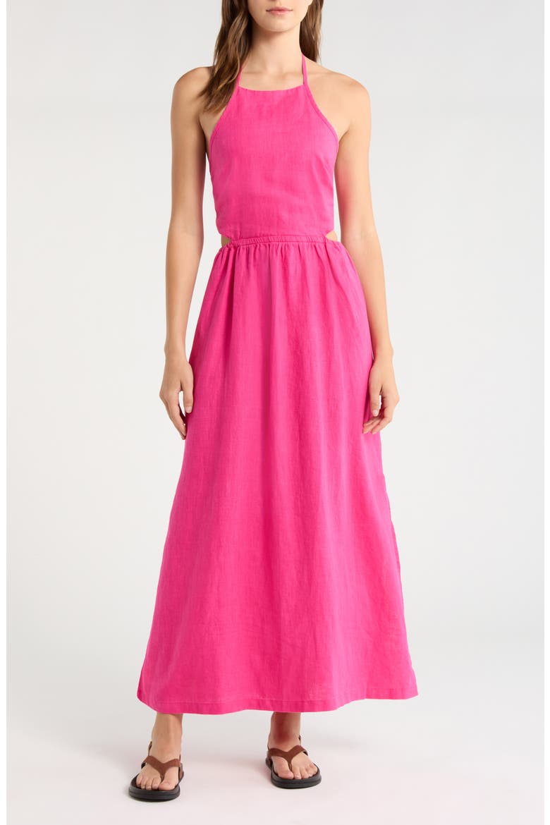 SoftWash Linen Halter Dress, Main, color, PINK GLOW