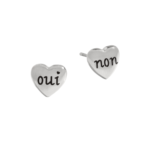 Oui Non Heart Stud Earrings