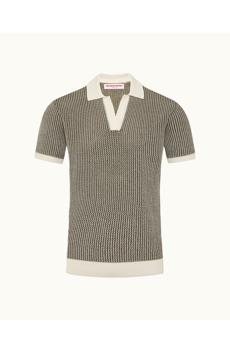 Orlebar Brown Horton Crochet Tailored Chevron Crochet Polo, Alternate, color, Bayleaf Green