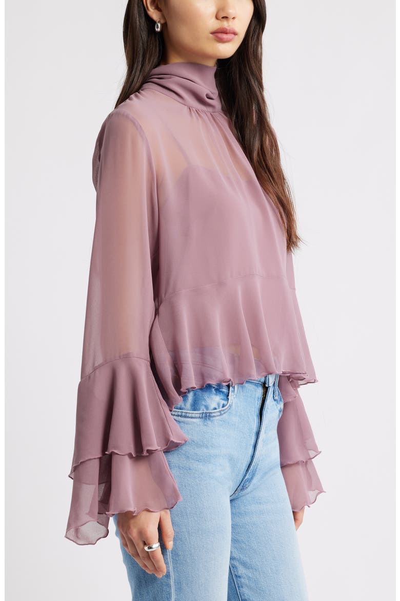 High Neck Chiffon Top, Alternate, color, PURPLE WISTFUL