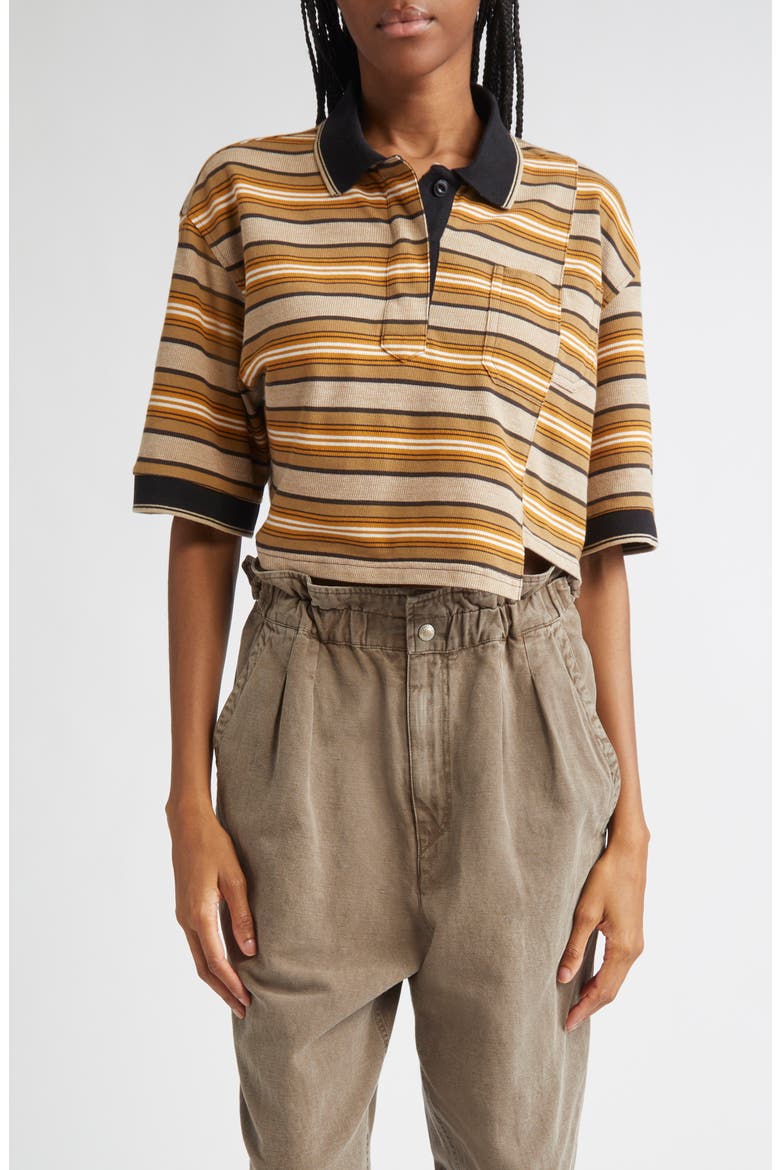 Isalyne Stripe Polo, Main, color, BEIGE/ KHAKI