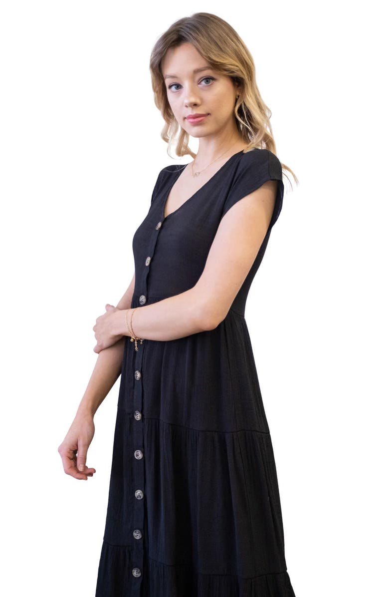 Blu Pepper Short Sleeve Faux Button Midi Dress, Alternate, color, 