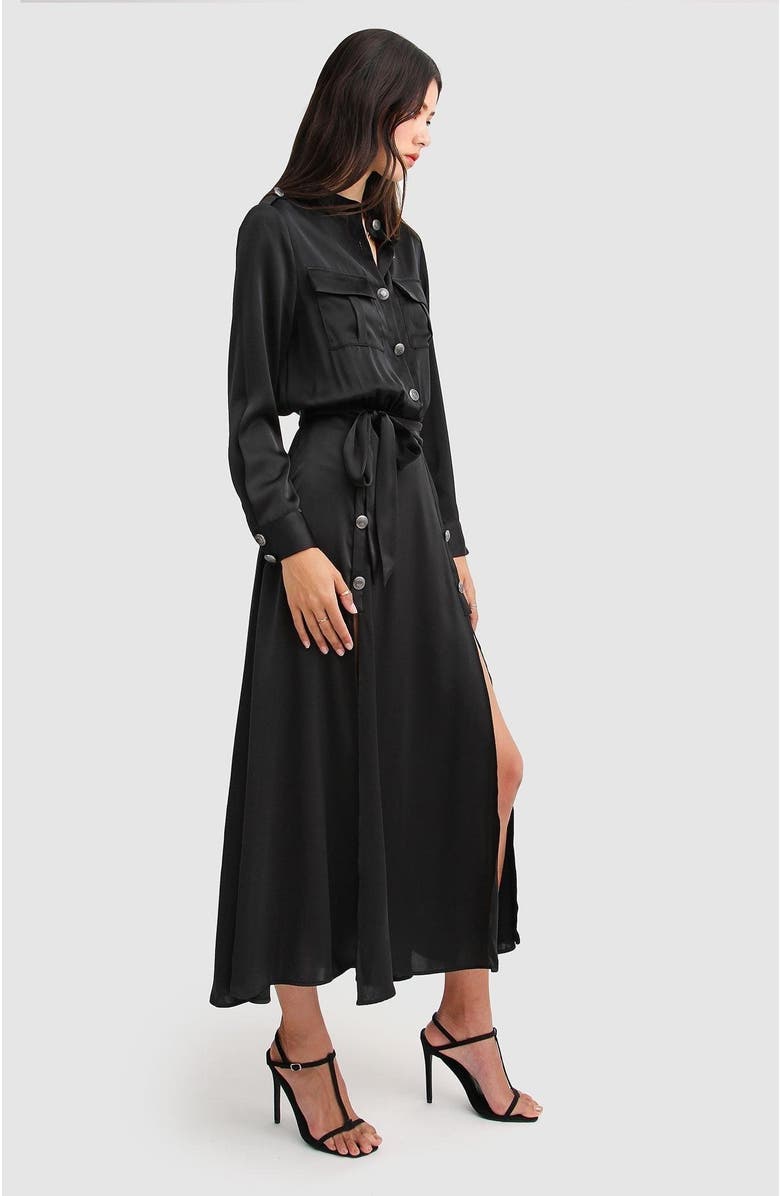 Belle & Bloom Lover To Lover Maxi Shirt Dress, Alternate, color, Black