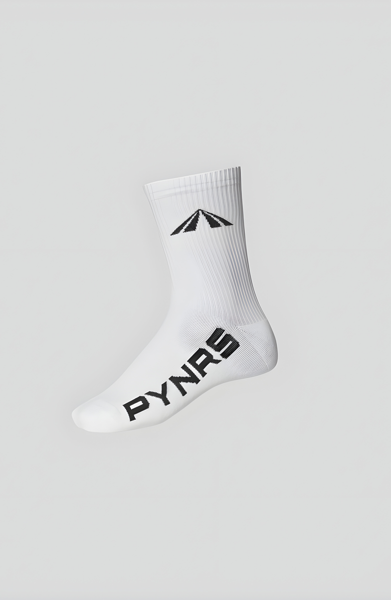 PYNRS Performance Streetwear Road Logo Crew Sock, Alternate, color, White