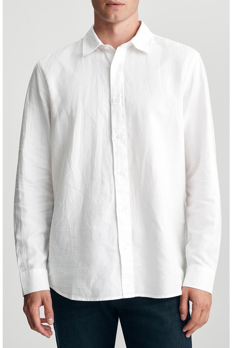 Long Sleeve Linen & Cotton Shirt, Main, color, WHITE
