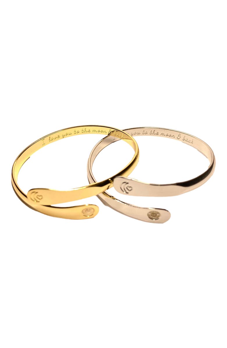 Hollywood Sensation Engraved I love you to the moon and back Bracelet, Alternate, color, Gold