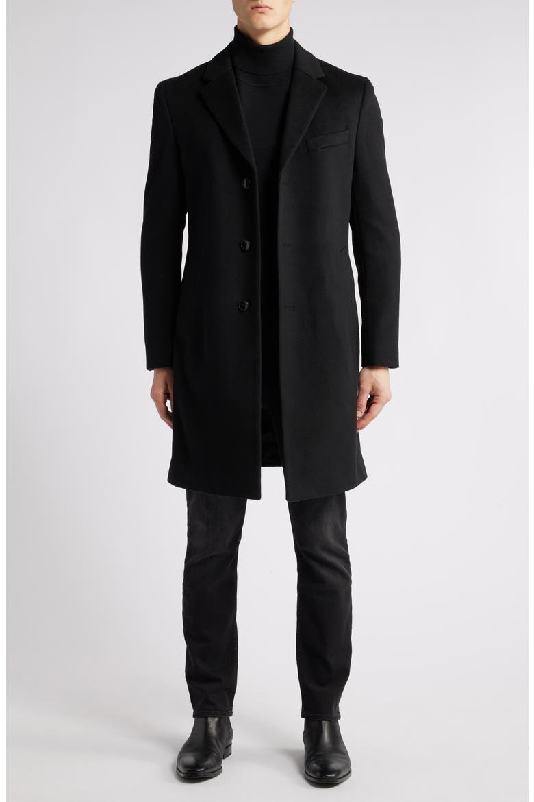 Hyde Felted Wool & Cashmere Car Coat, Main, color, BLK