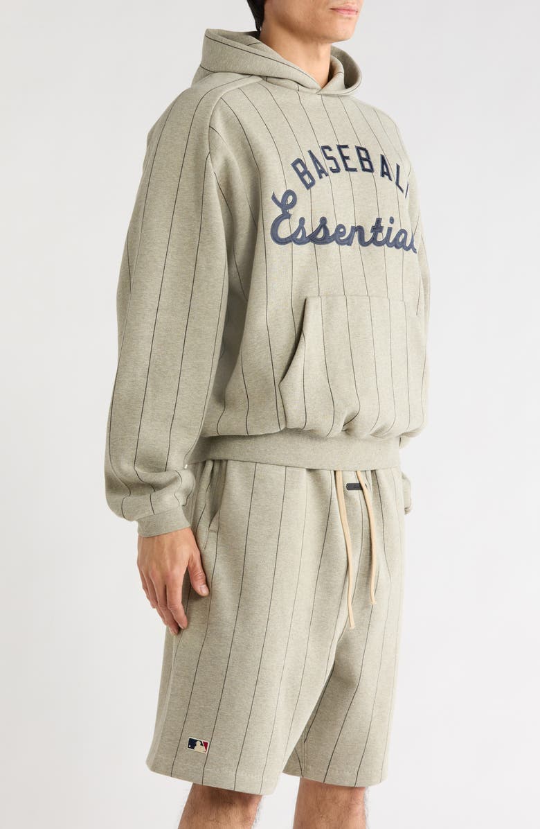 Fear of God Essentials x MLB Embroidered Cotton Blend Fleece Hoodie, Alternate, color, Seal Heather/ Black Pinstripes