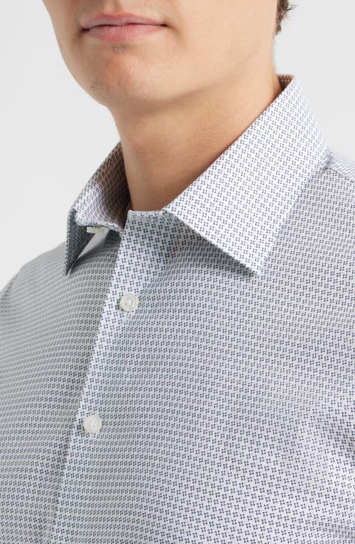 Nordstrom Trim Fit Geometric Print Premium Performance Dress Shirt In Blue