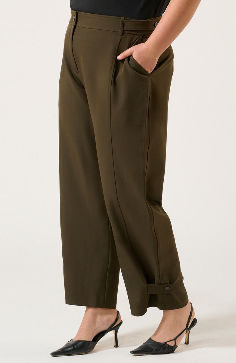Estelle Namib High Waist Button Tab Hem Pants, Alternate, color, Black Olive