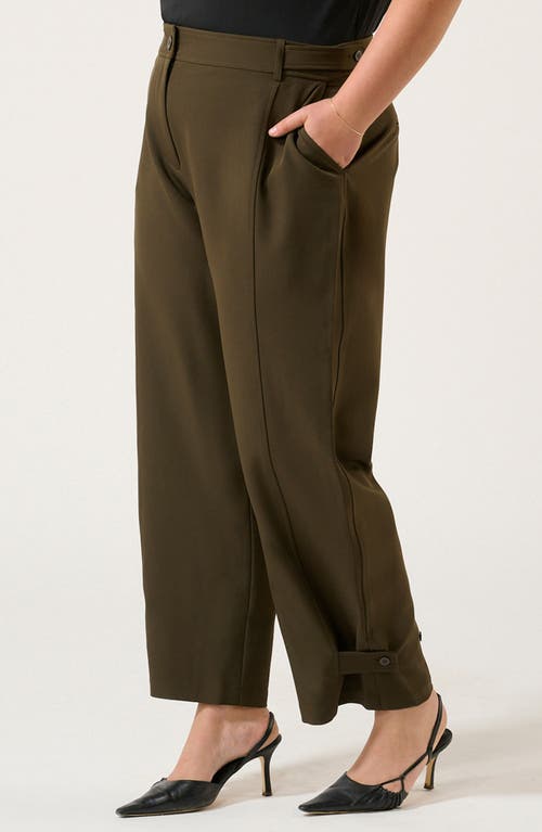 Estelle Namib High Waist Button Tab Hem Pants In Black