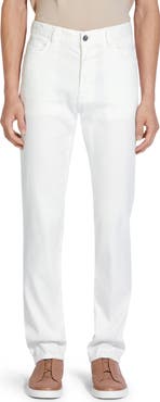 ZEGNA Roccia Garment Dyed Stretch Linen & Cotton Slim Fit Jeans