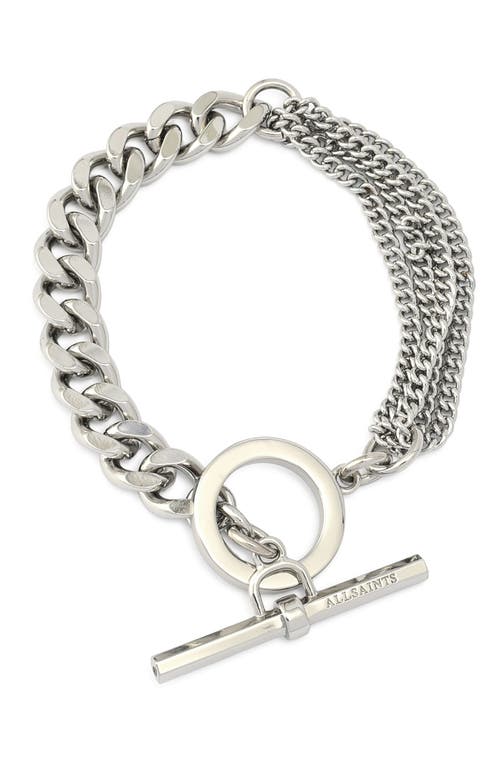 Allsaints Mix Chain Toggle Bracelet In Silver