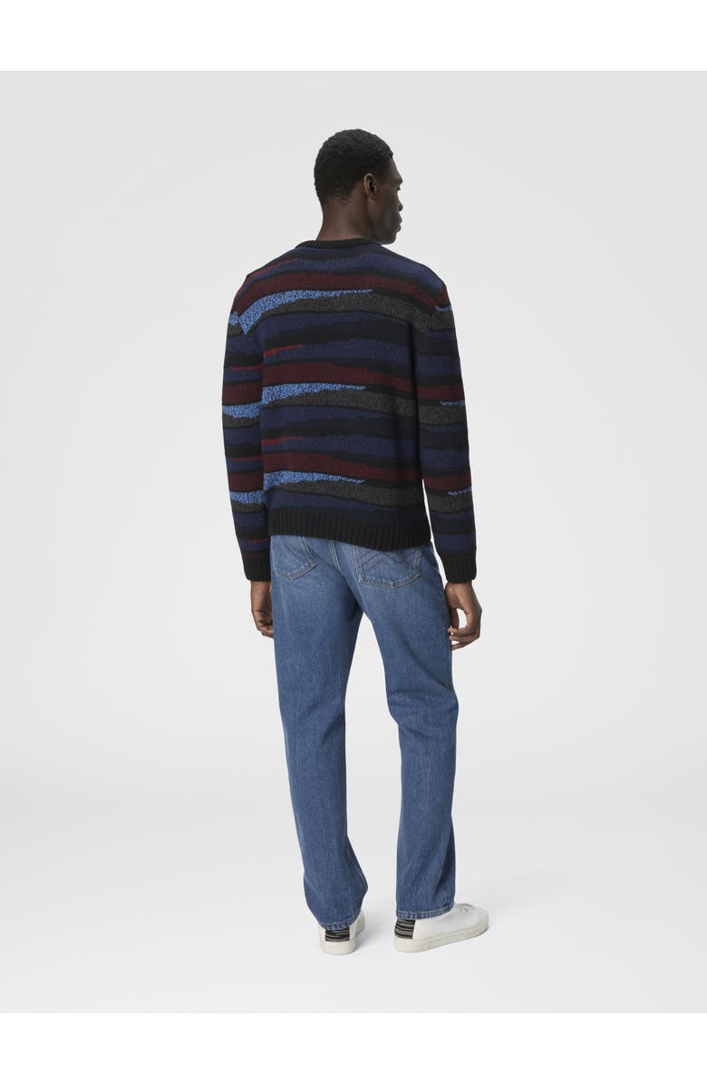 Missoni Crew Neck Sweater With Striped Inlay, Alternate, color, Navy Blue 
Burgundy
