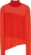 Jason Wu Collection Sheer Inset Merino Wool Turtleneck Sweater