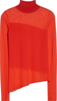 Jason Wu Collection Sheer Inset Merino Wool Turtleneck Sweater